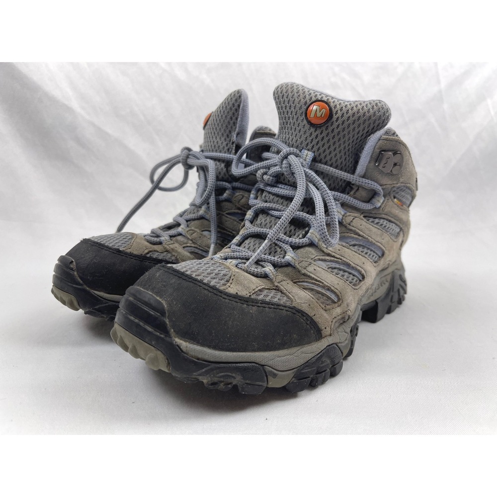 Merrell Moab Mid Waterproof Women 9.5 Grey Periwinkle Hiking Boots Vibram J88792